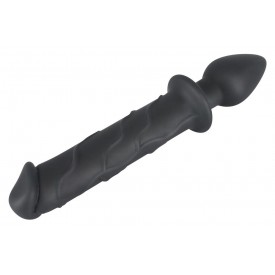 Черный двусторонний стимулятор Dildo & Plug - 22,8 см.