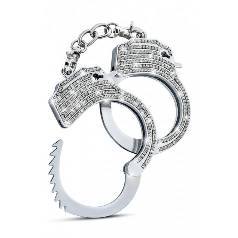 Серебристые наручники со стразами Bling Cuffs