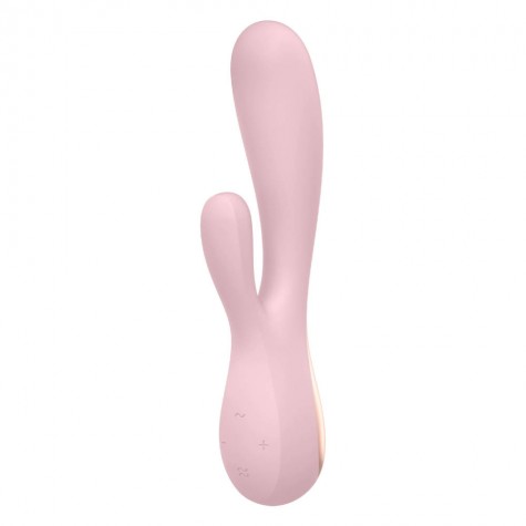 Розовый вибратор-кролик Satisfyer Mono Flex с управлением через приложение - 20,4 см.