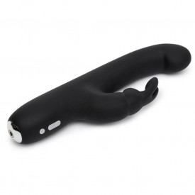 Чёрный вибратор Slimline G-Spot Rechargeable Rabbit Vibrator - 24,1 см.